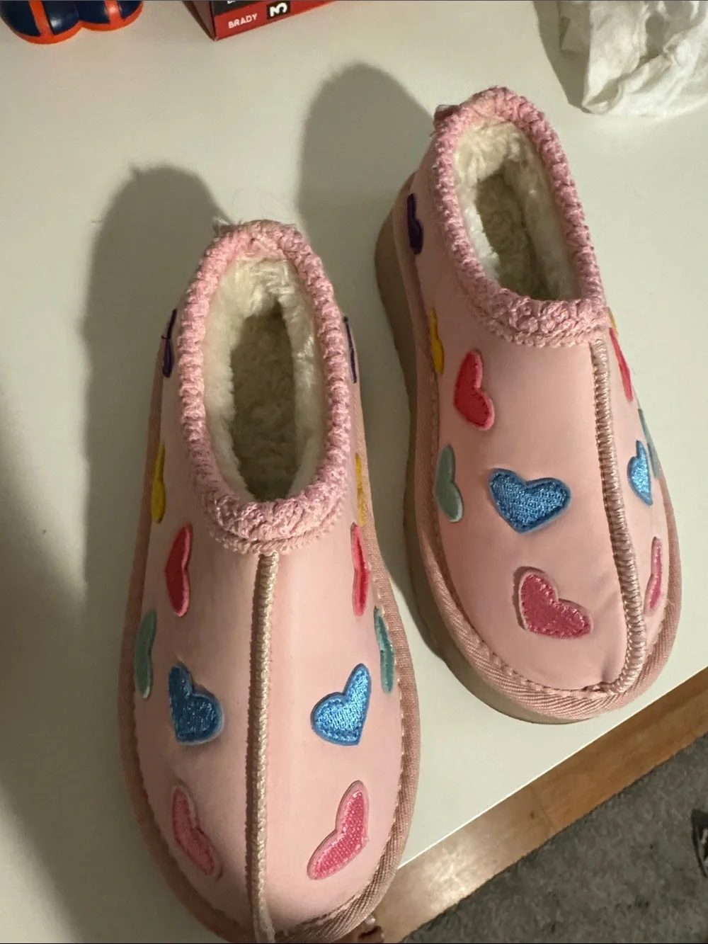 Lola + The Boys Pink Heart-Embroidered Kids Slippers